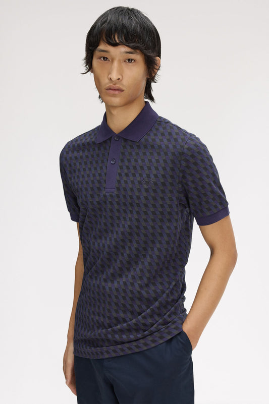 M2456 Geometric Print Fred Perry Shirt (Twilight Navy)