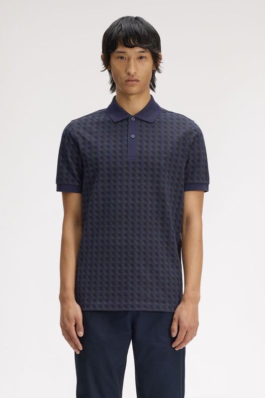 M2456 Geometric Print Fred Perry Shirt (Twilight Navy)