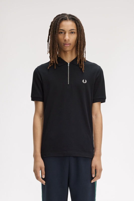 M2463 Tramline Stripe Polo Shirt (Black)