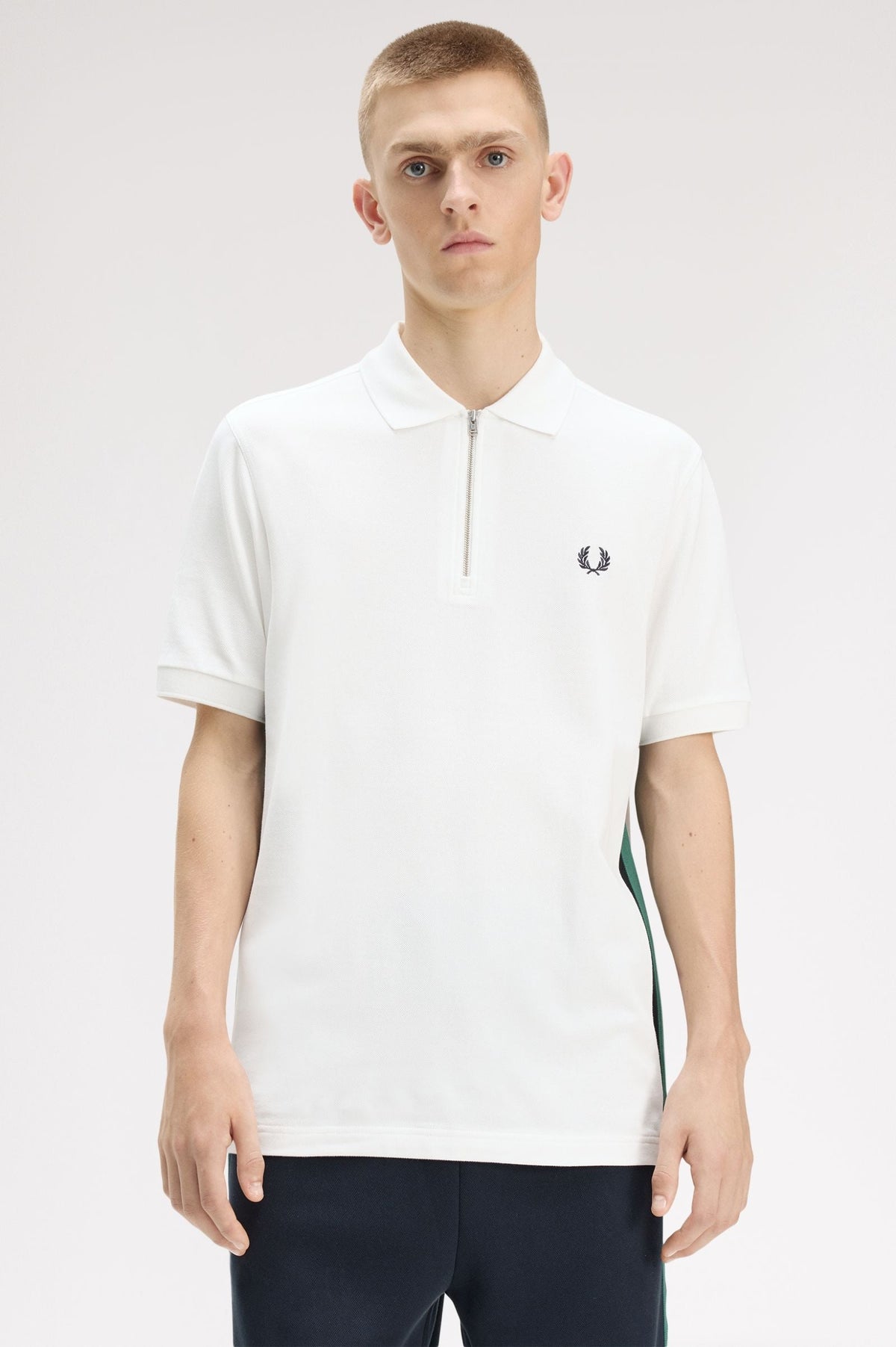 M2463 Tramline Stripe Polo Shirt (Snow White)
