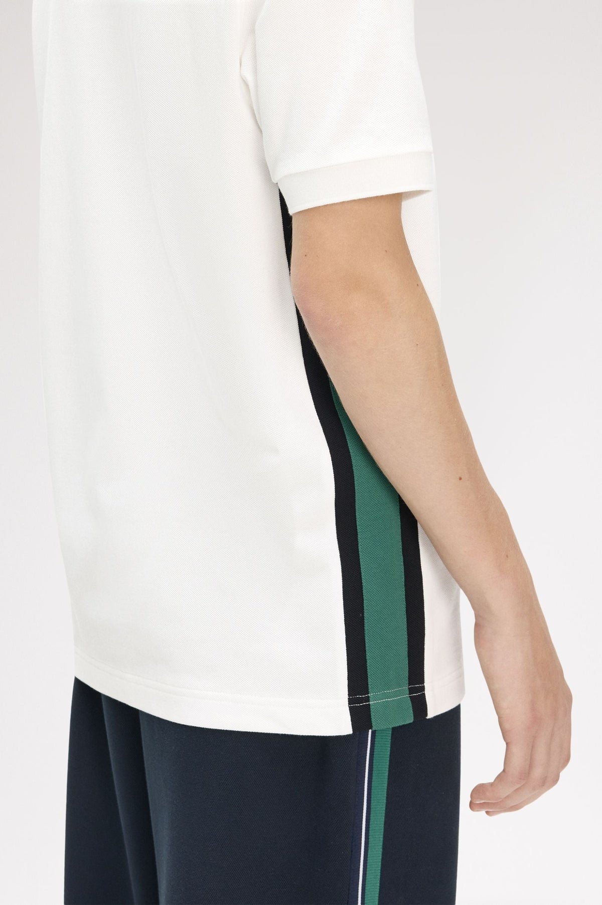 M2463 Tramline Stripe Polo Shirt (Snow White)