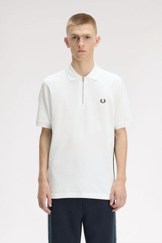 M2463 Tramline Stripe Polo Shirt (Snow White)
