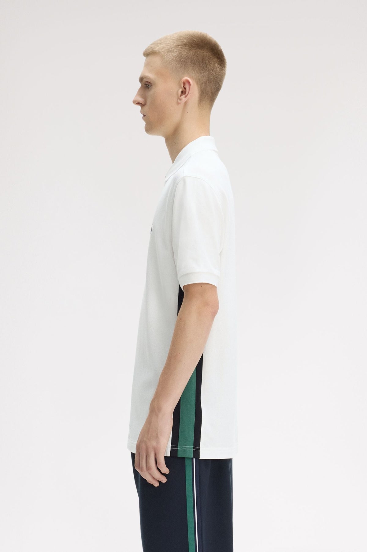 M2463 Tramline Stripe Polo Shirt (Snow White)