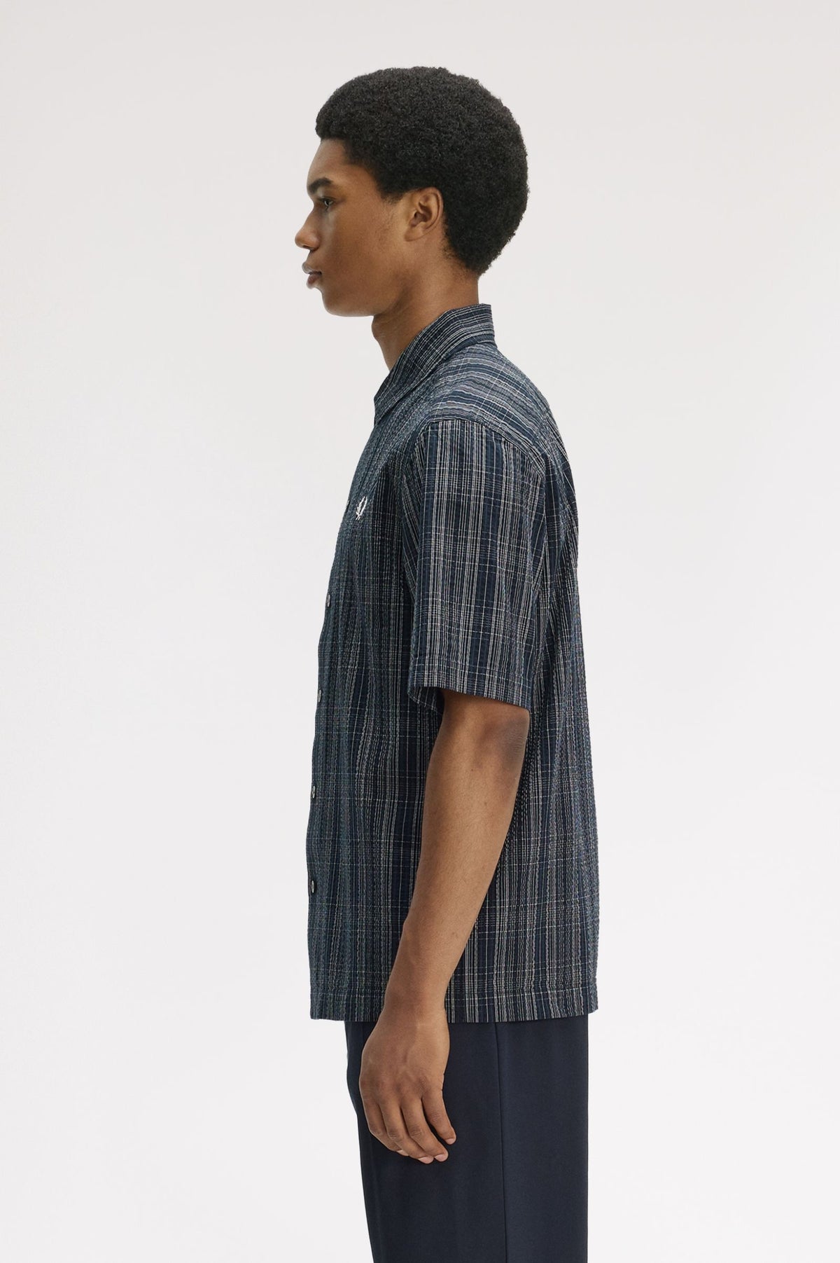 M2470 Seersucker Check Shirt (Navy)
