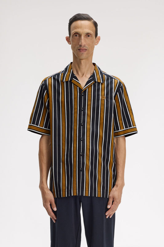 M2473 Striped Revere Collar Shirt (Black)