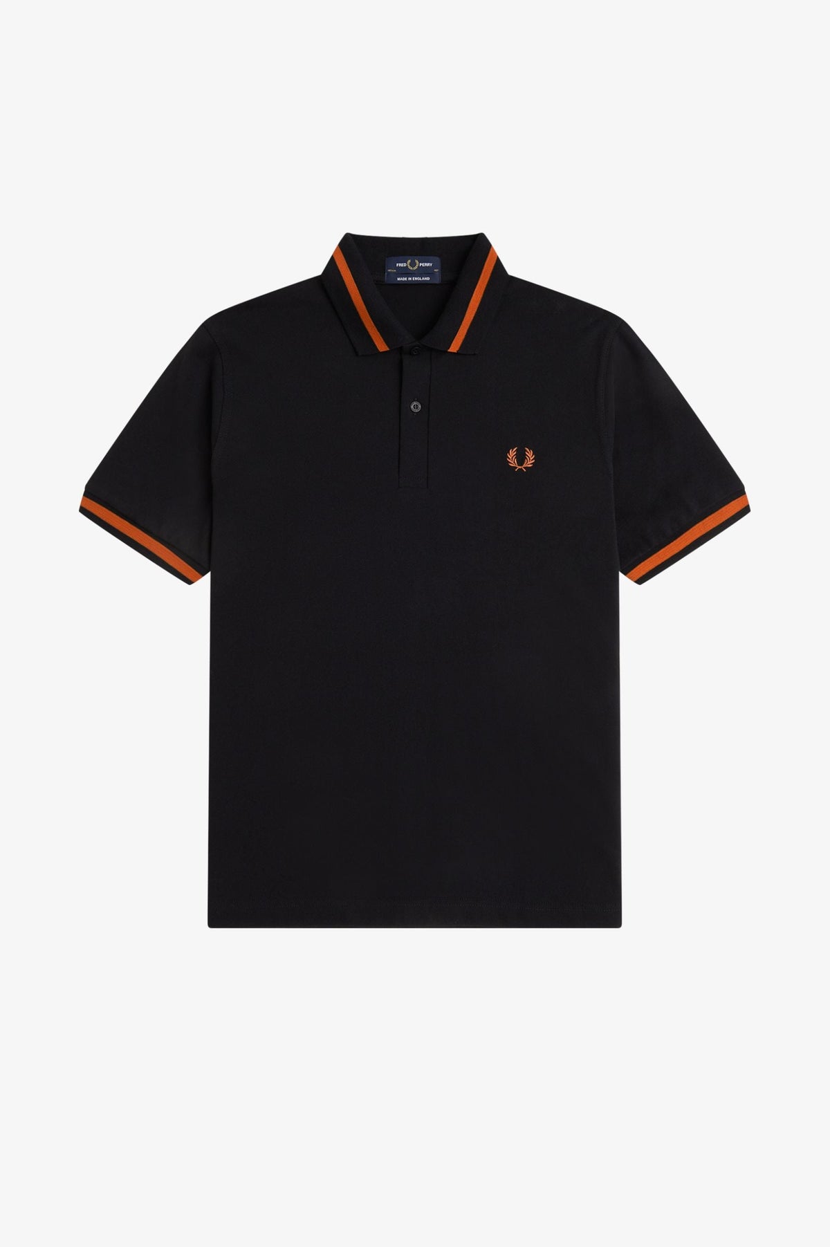 M2 The Single Tipped Fred Perry Shirt (Black/ Summer Clay)