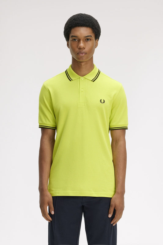 M3600 The Twin Tipped Fred Perry Shirt (Citron/Black/Black)