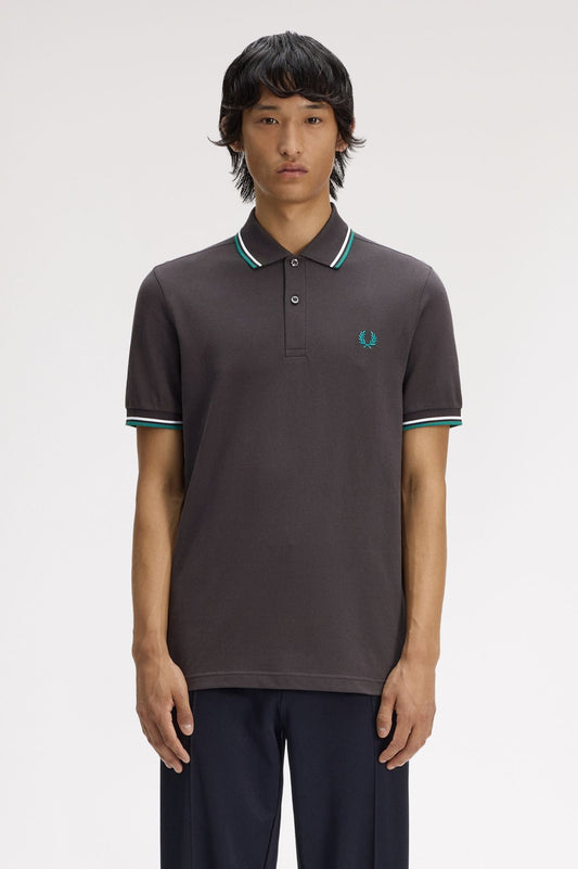 M3600 The Twin Tipped Fred Perry Shirt (Anchor Grey/ Light Ice/ Sport Green)
