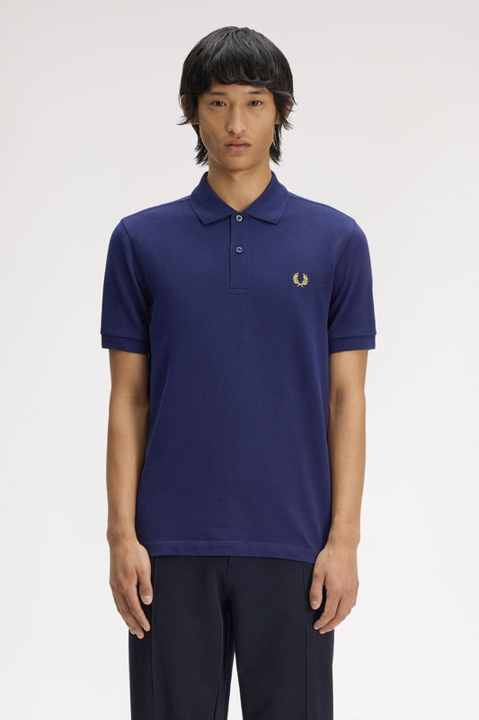 M6000 Plain Fred Perry Shirt (French Navy/ Citron)