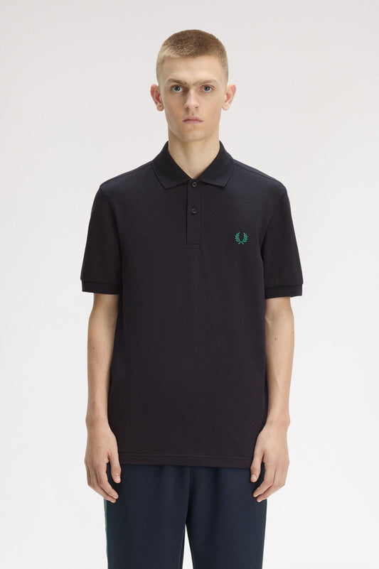 M6000 Plain Fred Perry Shirt (Navy/ Sport Green)