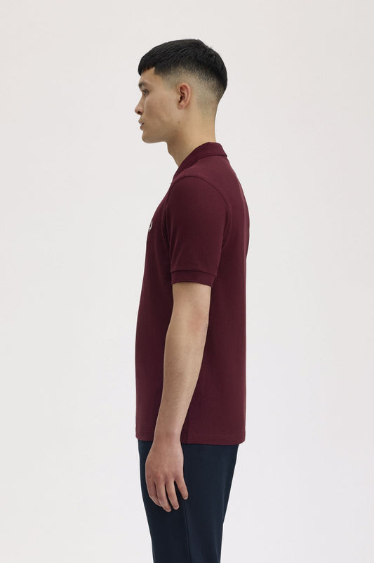 M6000 Plain Fred Perry Shirt (Oxblood/ Ecru)