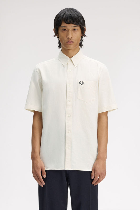 M8730 Oxford Shirt Short Sleeve (Ecru/ Black)