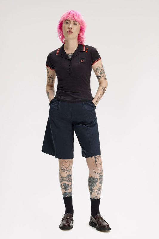 SK2142 Amy Winehouse Foundation Pocket Detail Knitted Shirt (Strawberry Cream)
