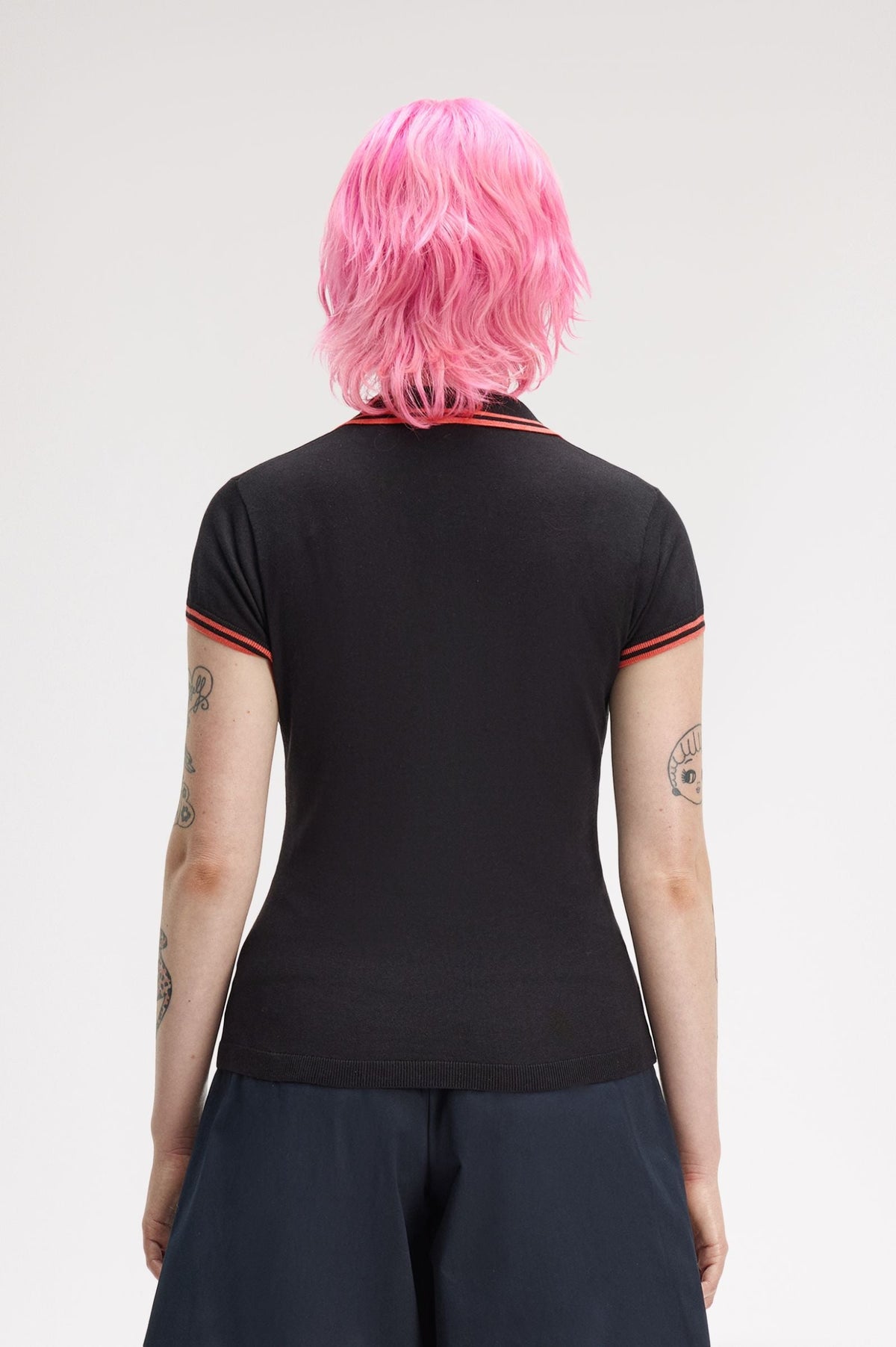 SK2142 Amy Winehouse Foundation Pocket Detail Knitted Shirt (Strawberry Cream)