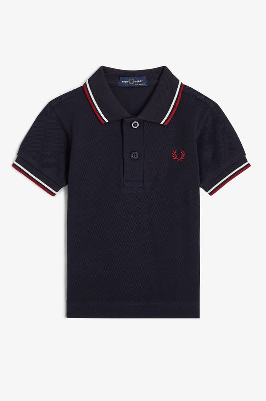 SY1225 My First Fred Perry Shirt (Navy / Snow White / Burnt Red)