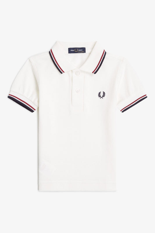SY1225 My First Fred Perry Shirt (Snow White / Burnt Red / Navy)