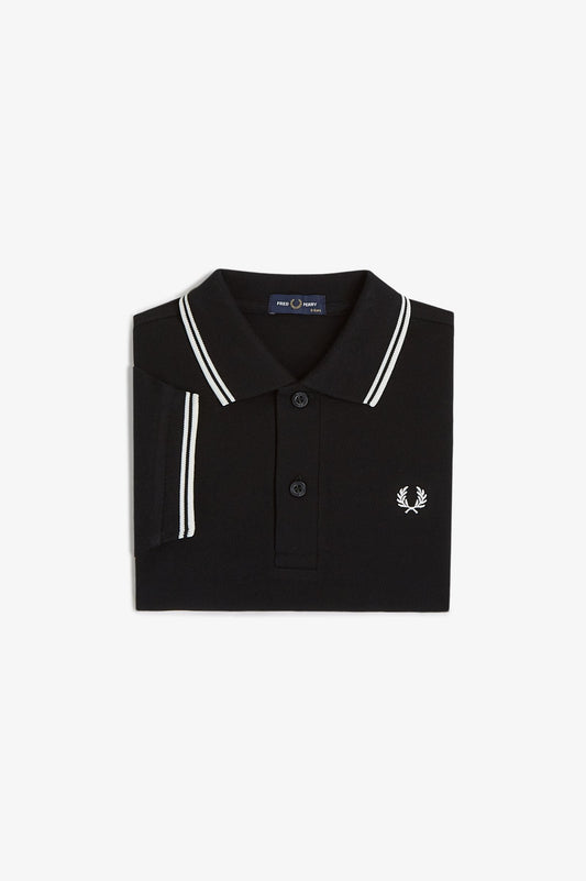 SY3660 Kids Twin Tipped Fred Perry Shirt (Black/ White/ White)